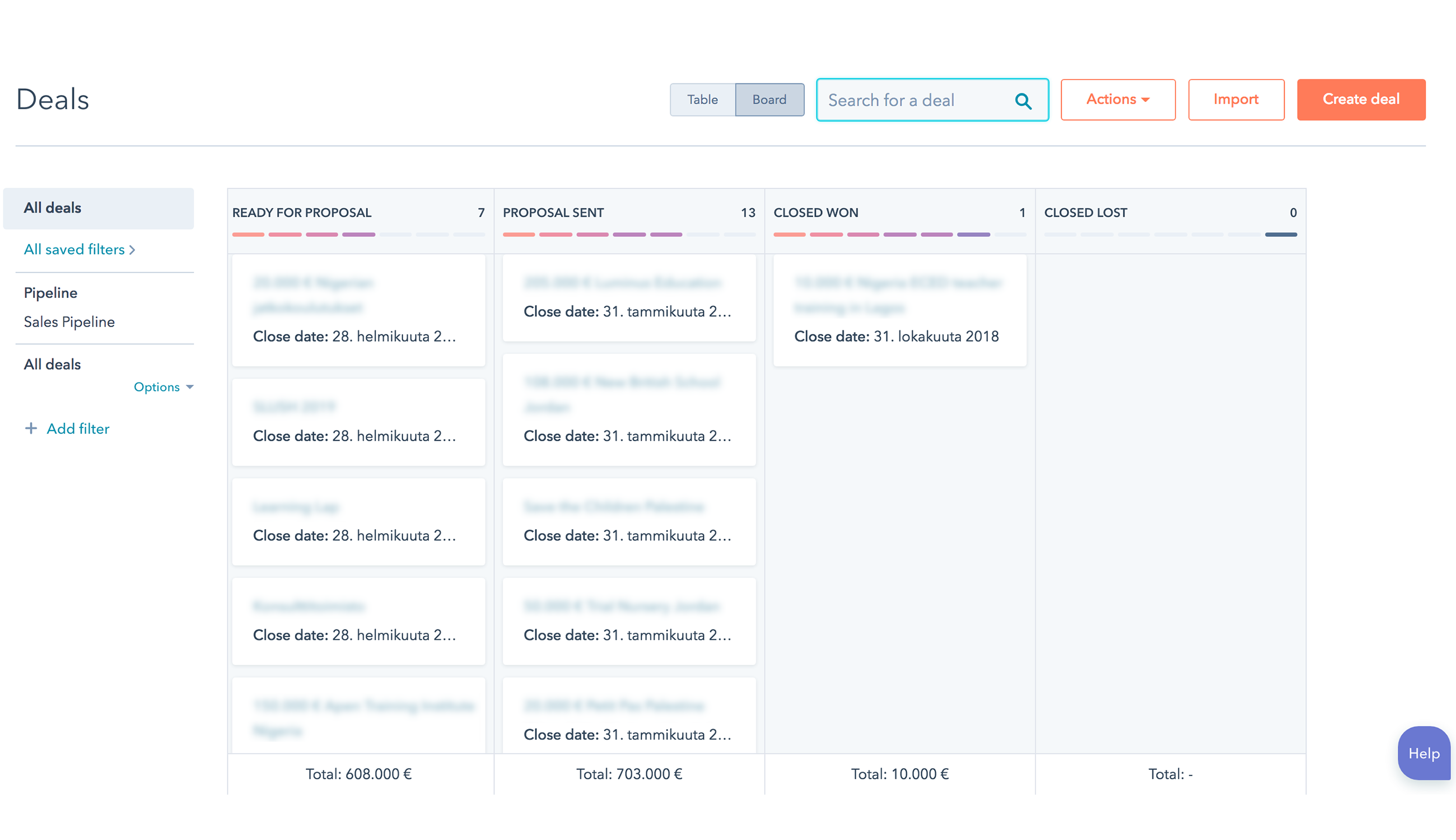 HubSpot CRM Deals